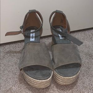 Grey espadrille wedge sandal